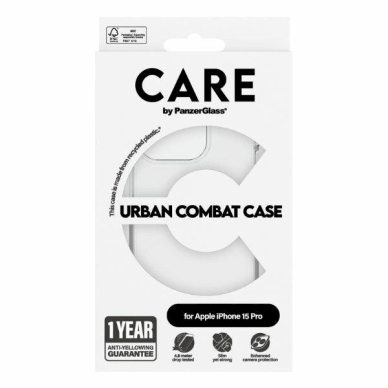 Apsauginis dėklas CARE by PanzerGlass Urban Combat  iPhone 15 Pro - permatomas 3