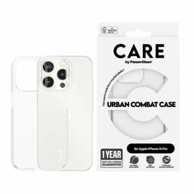 Apsauginis dėklas CARE by PanzerGlass Urban Combat  iPhone 15 Pro - permatomas