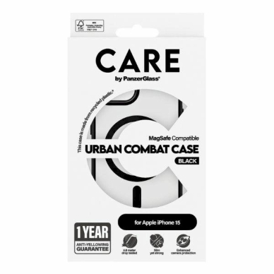 Apsauginis dėklas CARE by PanzerGlass Urban Combat Case MagSafe for iPhone 15 - Juodas 3