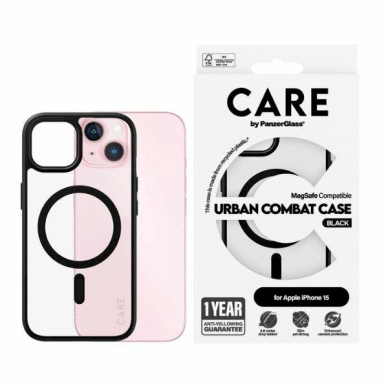 Apsauginis dėklas CARE by PanzerGlass Urban Combat Case MagSafe for iPhone 15 - Juodas