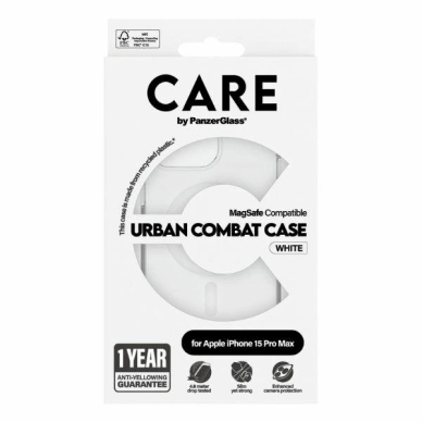 Apsauginis dėklas CARE by PanzerGlass Urban Combat Case MagSafe for iPhone 15 Pro Max - Baltas 3