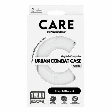 Apsauginis dėklas CARE by PanzerGlass Urban Combat Case MagSafe for iPhone 15 - Baltas 3