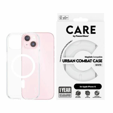 Apsauginis dėklas CARE by PanzerGlass Urban Combat Case MagSafe for iPhone 15 - Baltas