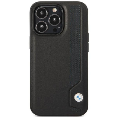 Dėklas BMW Leather Blue Dots BMHCP14L22RBDK iPhone 14 Pro Juodas 2