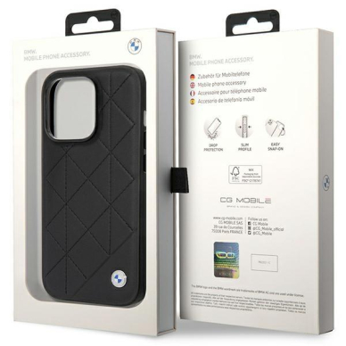 Dėklas BMW Leather Quilted BMHCP14L22RQDK iPhone 14 Pro Juodas 7