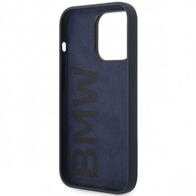 Dėklas BMW Silicone Metal Logo BMHCP14LSILNA iPhone 14 Pro Tamsiai mėlynas 6