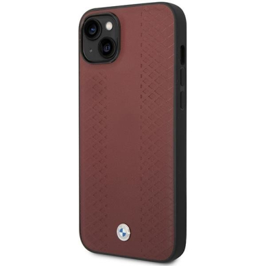 Dėklas BMW Leather Diamond Pattern BMHCP14S22RFGR iPhone 14 Bordo 1