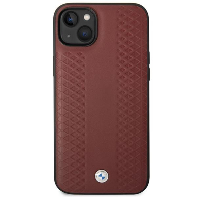 Dėklas BMW Leather Diamond Pattern BMHCP14S22RFGR iPhone 14 Bordo 2