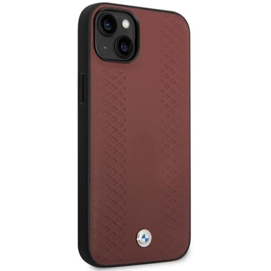 Dėklas BMW Leather Diamond Pattern BMHCP14S22RFGR iPhone 14 Bordo 3