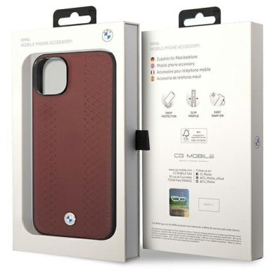 Dėklas BMW Leather Diamond Pattern BMHCP14S22RFGR iPhone 14 Bordo 7