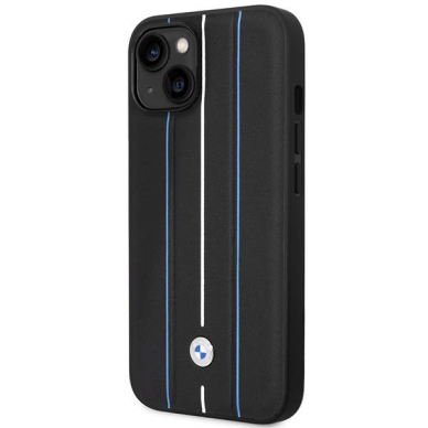 Dėklas BMW Leather Stamp Blue Lines BMHCP14S22RVSK iPhone 14 Juodas 1