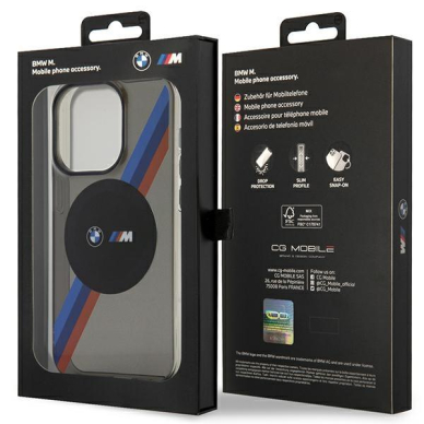 Dėklas BMW Tricolor Stripes MagSafe BMHMP14LHDTK iPhone 14 Pro Pilkas 7