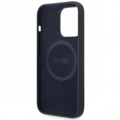 Dėklas BMW Silicone Metal Logo BMHMP14LSILNA iPhone 14 Pro Tamsiai mėlynas (MagSafe) 6