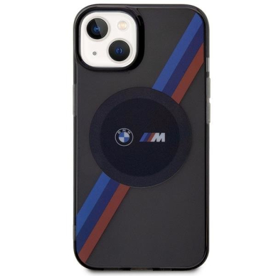 Dėklas BMW Tricolor Stripes MagSafe BMHMP14SHDTK iPhone 14 Pilkas 2