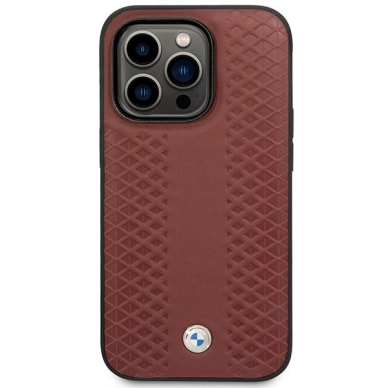 Dėklas BMW Leather Diamond Pattern MagSafe BMHMP14X22RFGR iPhone 14 Pro Max Bordo 2