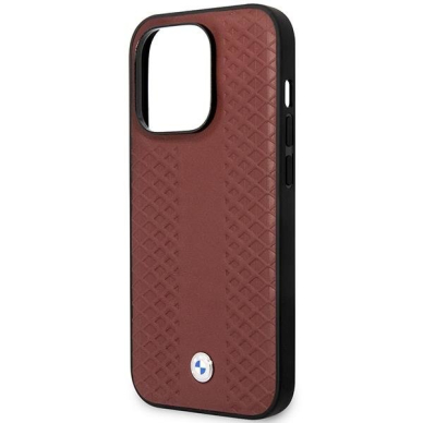 Dėklas BMW Leather Diamond Pattern MagSafe BMHMP14X22RFGR iPhone 14 Pro Max Bordo 5