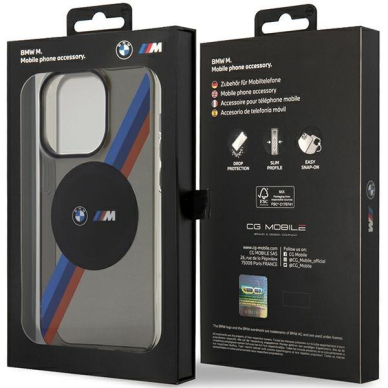 Dėklas BMW Tricolor Stripes MagSafe BMHMP14XHDTK iPhone 14 Pro Max Pilkas 7