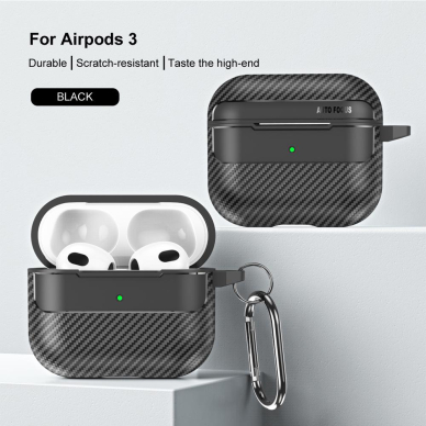 [Užsakomoji prekė] Dėklas AirPods 3 - Techsuit CarbonFiber - Juodas 1