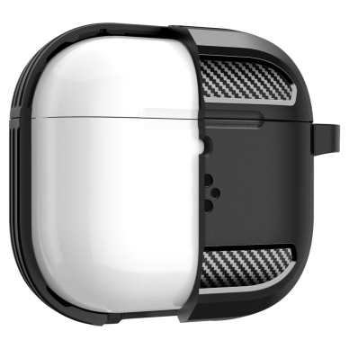 [Užsakomoji prekė] Dėklas Apple AirPods 4 - Spigen Rugged Armor - Matinis juodas 2