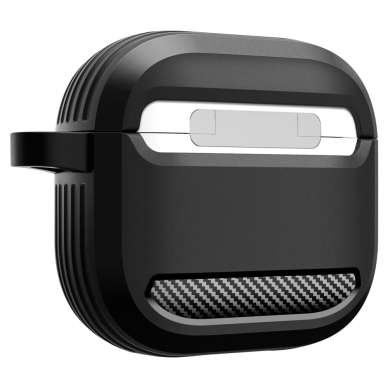 [Užsakomoji prekė] Dėklas Apple AirPods 4 - Spigen Rugged Armor - Matinis juodas 4