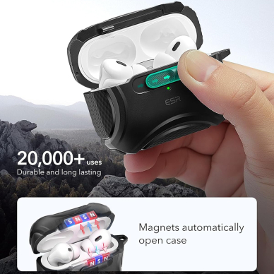 [Užsakomoji prekė] Dėklas Apple AirPods Pro 1/2 - ESR Cyber Magnetic Lock HaloLock - Juodas 2