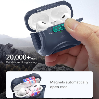 [Užsakomoji prekė] Dėklas Apple AirPods Pro 1/2 - ESR Cyber Magnetic Lock HaloLock - mėlynas 2