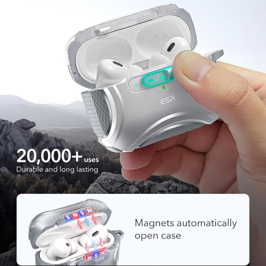 [Užsakomoji prekė] Dėklas Apple AirPods Pro 1/2 - ESR Cyber Magnetic Lock HaloLock - White 2