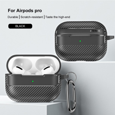 [Užsakomoji prekė] Dėklas Apple AirPods Pro 1/2 - Techsuit CarbonFiber - Juodas 1