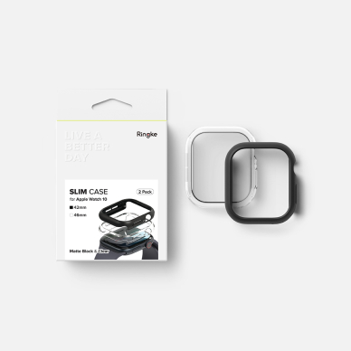 [Užsakomoji prekė] Dėklas Apple Watch 10 42mm + Cover (set 2) - Ringke Slim - Skaidrus / Pilkas 6