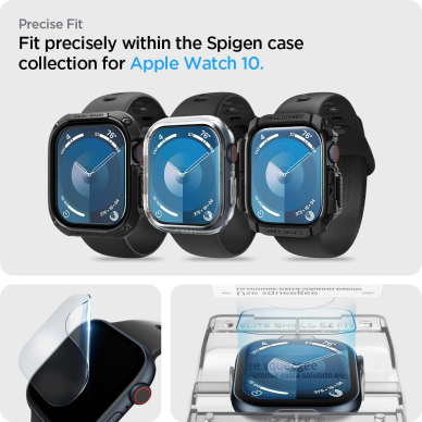 [Užsakomoji prekė] Dėklas Apple Watch 10 42mm (set of 2) - Spigen Elite Shield EZ Fit - Skaidrus 5