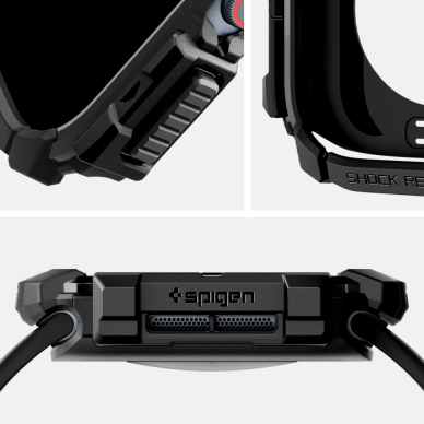 [Užsakomoji prekė] Dėklas Apple Watch 10 42mm - Spigen Rugged Armor - Juodas 3