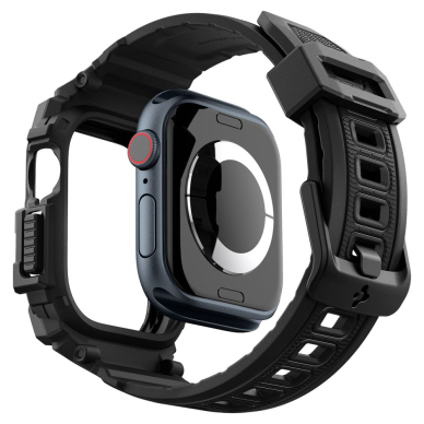 [Užsakomoji prekė] Dėklas Apple Watch 10 42mm + Strap - Spigen Rugged Armor Pro - Matinis juodas 1