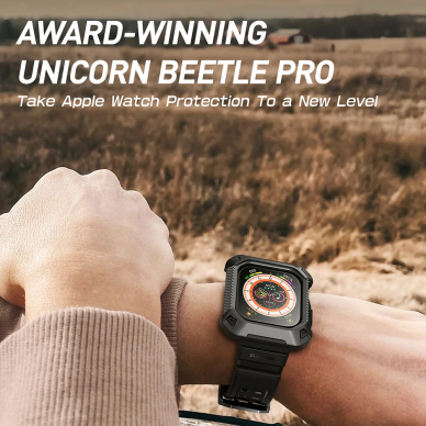 [Užsakomoji prekė] Dėklas Apple Watch 10 42mm + Strap - Supcase Unicorn Beetle Pro - Juodas 5