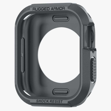 [Užsakomoji prekė] Dėklas Apple Watch 4 / 5 / 6 / SE / SE 2 / 7 / 8 / 9 (44mm/45mm) - Spigen Rugged Armor - Dark Grey 2