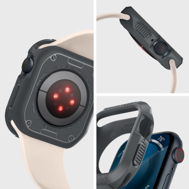 [Užsakomoji prekė] Dėklas Apple Watch 4 / 5 / 6 / SE / SE 2 / 7 / 8 / 9 (44mm/45mm) - Spigen Rugged Armor - Dark Grey 6