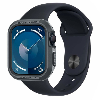 [Užsakomoji prekė] Dėklas Apple Watch 4 / 5 / 6 / SE / SE 2 / 7 / 8 / 9 (44mm/45mm) - Spigen Rugged Armor - Dark Grey