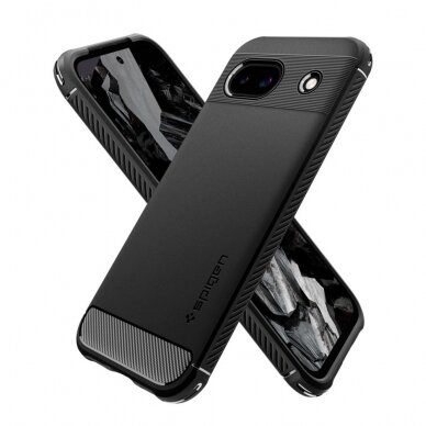 [Užsakomoji prekė] Dėklas skirtas Google Pixel 8a - Spigen Rugged Armor - Juodas 1