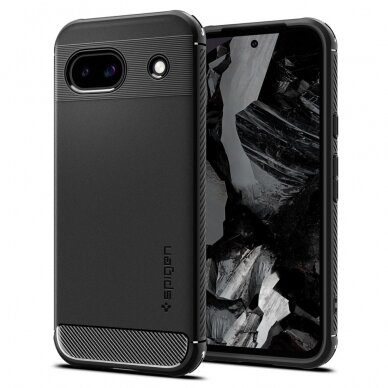 [Užsakomoji prekė] Dėklas skirtas Google Pixel 8a - Spigen Rugged Armor - Juodas