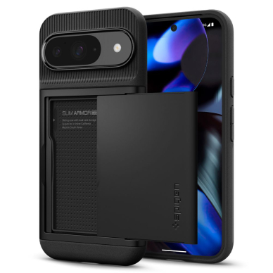 [Užsakomoji prekė] Dėklas Google Pixel 9 / 9 Pro - Spigen Slim Armor CS - juodas