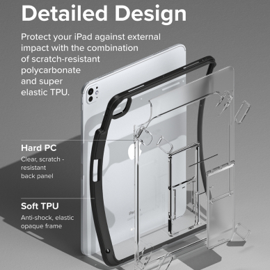 [Užsakomoji prekė] Dėklas iPad Air 13 (2024) - Ringke Fusion Sketch Stand - Smoke Black 5