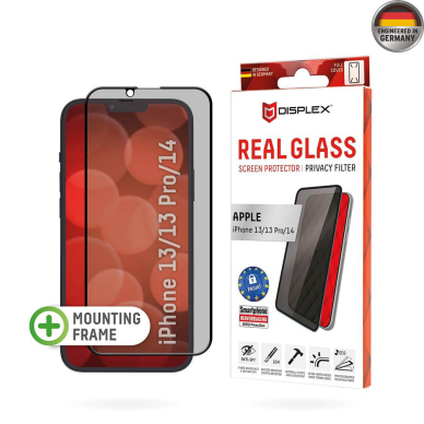 [Užsakomoji prekė] Grūdintas stikliukas iPhone 13 / iPhone 13 Pro / iPhone 14 - Displex Real Glass Privacy Full Cover - Juodas