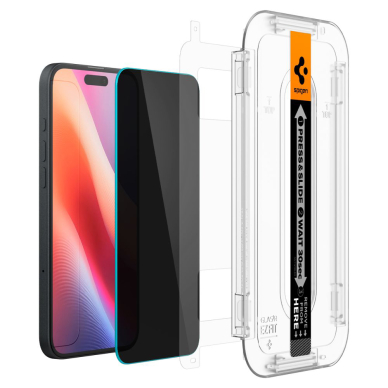 [Užsakomoji prekė] Dėklas iPhone 15 / iPhone 16 (set 2) - Spigen Glas.tR EZ FIT - Privacy 1