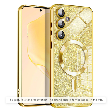 [Užsakomoji prekė] Dėklas skirtas iPhone 15 Plus - Techsuit Luxury Glitter MagSafe - auksinis