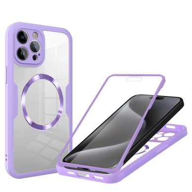 [Užsakomoji prekė] Dėklas iPhone 15 Pro + Cover - Techsuit ColorVerse 360 MagSafe MagSafe Series - violetinis