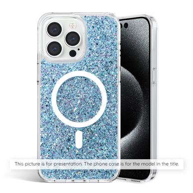 [Užsakomoji prekė] Dėklas skirtas iPhone 15 Pro Max - Techsuit Sparkly Glitter MagSafe - Mėlynas