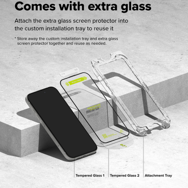 [Užsakomoji prekė] Grūdintas stikliukas iPhone 16 / iPhone 15 (set 2) - Ringke Easy Slide Tempered Glass - Skaidrus 5