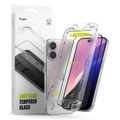 [Užsakomoji prekė] Grūdintas stikliukas iPhone 16 / iPhone 15 (set 2) - Ringke Easy Slide Tempered Glass - Skaidrus