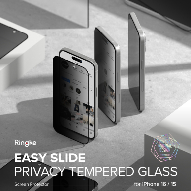 [Užsakomoji prekė] Grūdintas stikliukas iPhone 16 Plus / iPhone 15 Plus (set 2) - Ringke Easy Slide Tempered Glass - Privacy 2