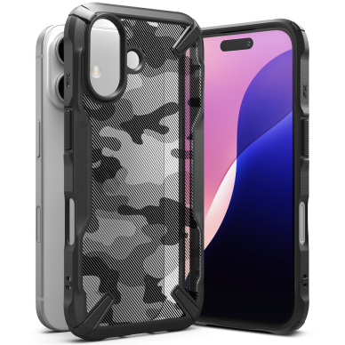 [Užsakomoji prekė] Dėklas iPhone 16 Plus - Ringke Fusion X Design - Camo Black 3