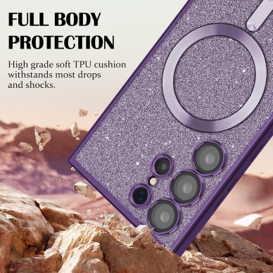 [Užsakomoji prekė] Dėklas iPhone 16 Plus - Techsuit Luxury Glitter MagSafe - violetinis 2